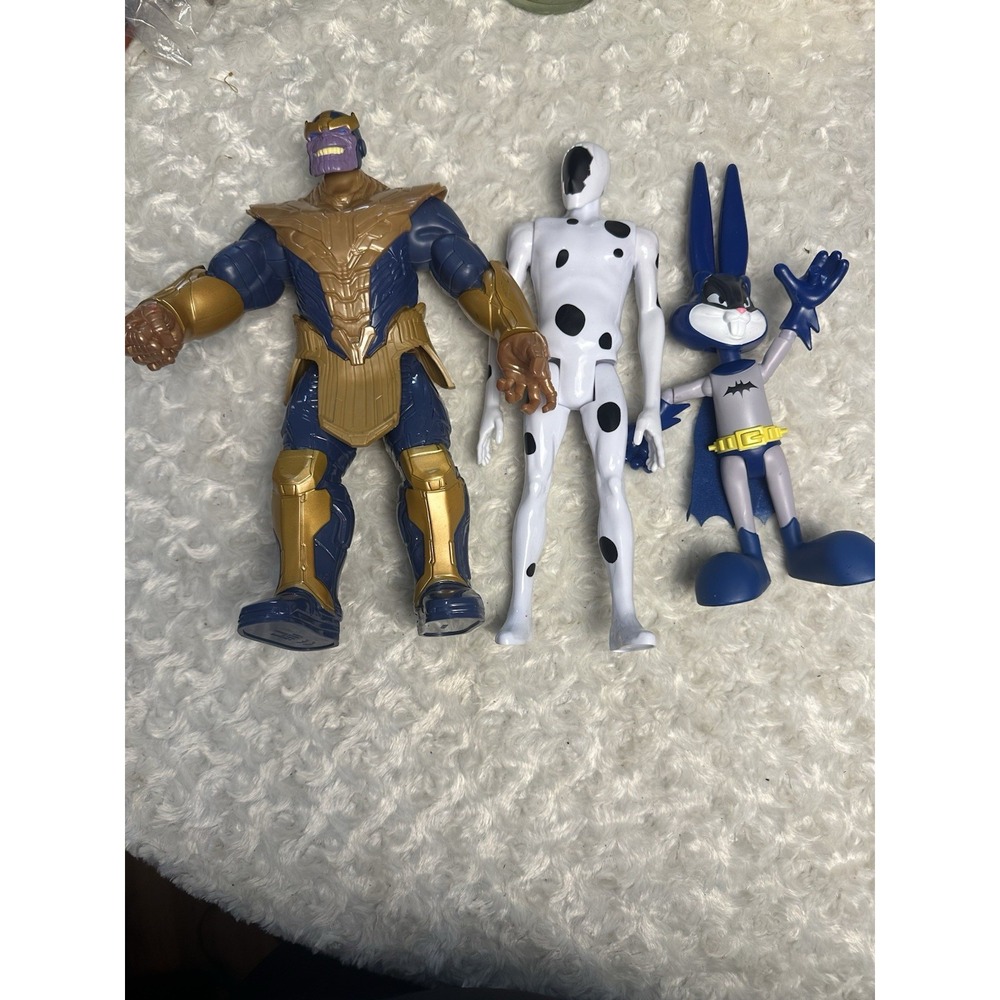 Marvel Mixed Lot 3 Action Figures Thanos & Bugs Bunny Plastic No Packaging